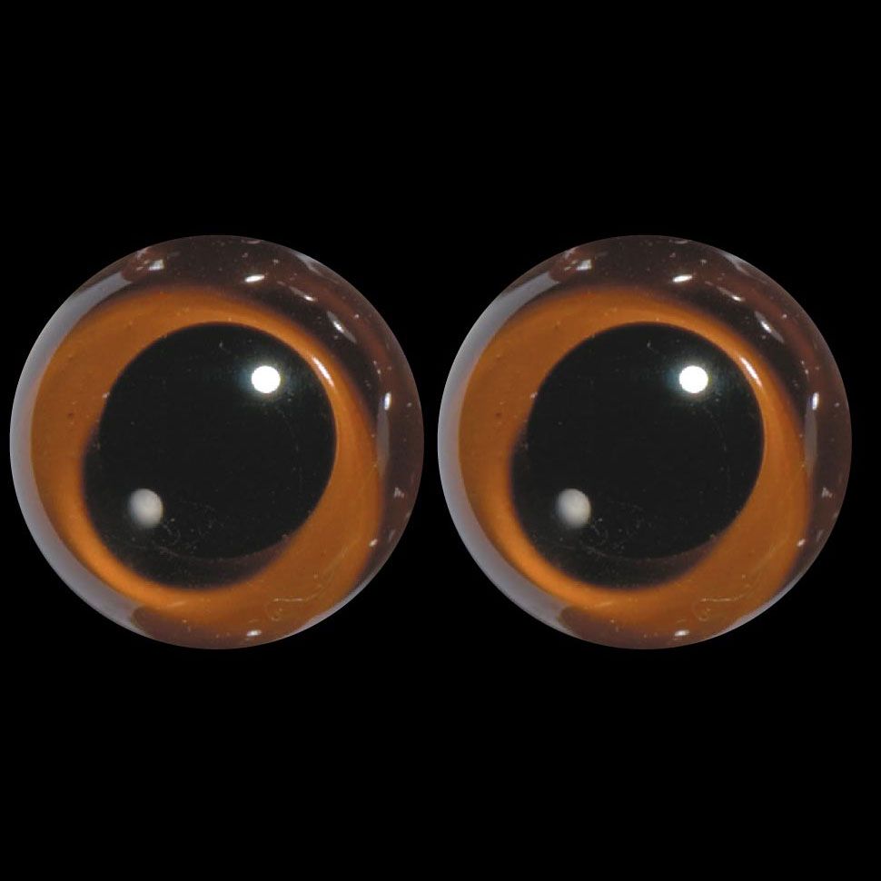 Medium Brown Glass Teddy Bear Eyes With Fire Enamel Backs